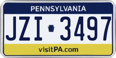 PA license plate JZI3497