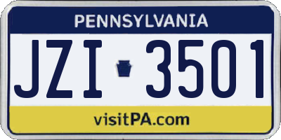 PA license plate JZI3501