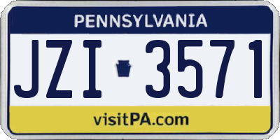 PA license plate JZI3571