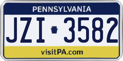 PA license plate JZI3582