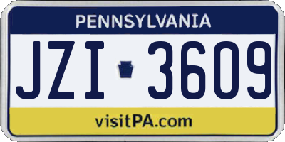 PA license plate JZI3609
