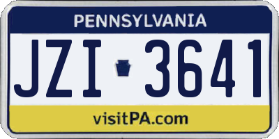 PA license plate JZI3641