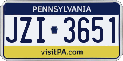 PA license plate JZI3651