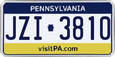 PA license plate JZI3810