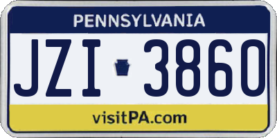 PA license plate JZI3860