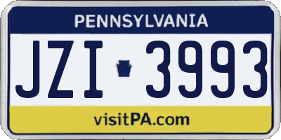 PA license plate JZI3993