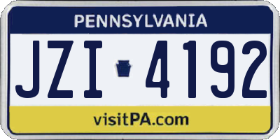 PA license plate JZI4192