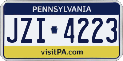 PA license plate JZI4223
