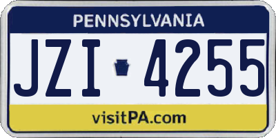 PA license plate JZI4255