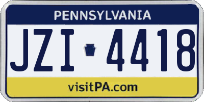 PA license plate JZI4418