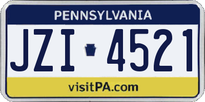 PA license plate JZI4521