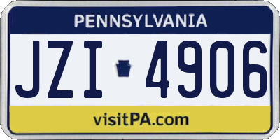 PA license plate JZI4906