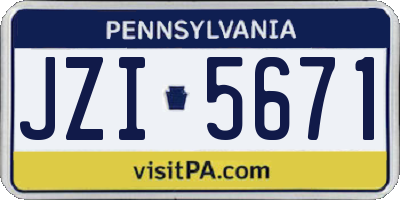 PA license plate JZI5671