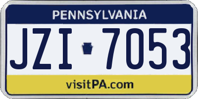 PA license plate JZI7053