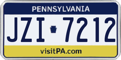 PA license plate JZI7212