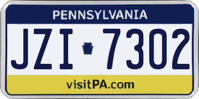 PA license plate JZI7302