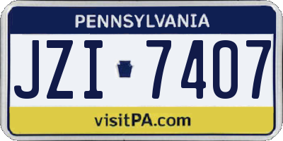 PA license plate JZI7407