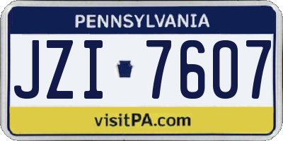 PA license plate JZI7607