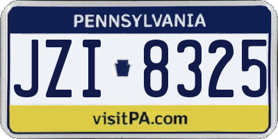 PA license plate JZI8325