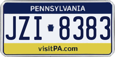 PA license plate JZI8383