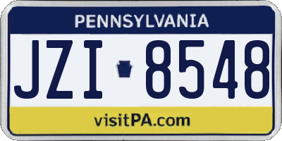 PA license plate JZI8548