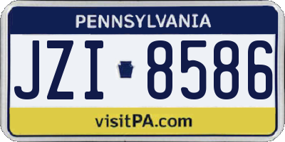 PA license plate JZI8586