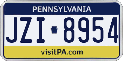 PA license plate JZI8954