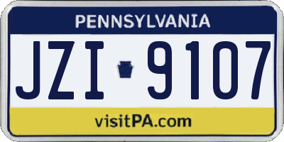 PA license plate JZI9107