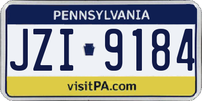 PA license plate JZI9184
