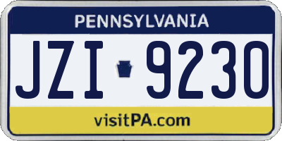 PA license plate JZI9230