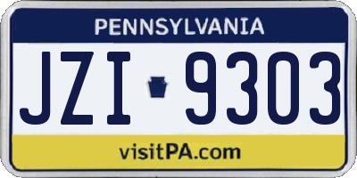 PA license plate JZI9303