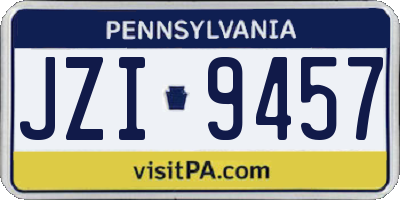PA license plate JZI9457
