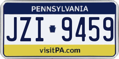 PA license plate JZI9459