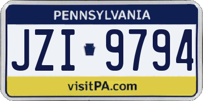PA license plate JZI9794