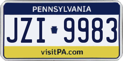 PA license plate JZI9983