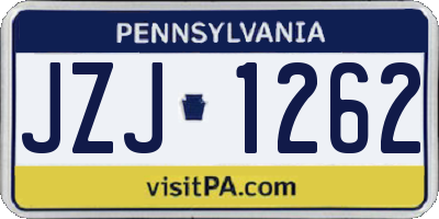 PA license plate JZJ1262