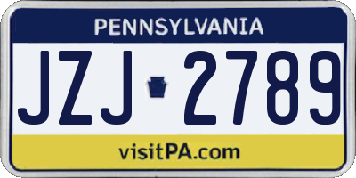 PA license plate JZJ2789