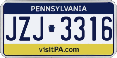 PA license plate JZJ3316