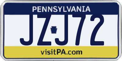 PA license plate JZJ72