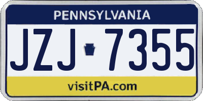 PA license plate JZJ7355