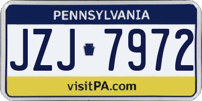 PA license plate JZJ7972