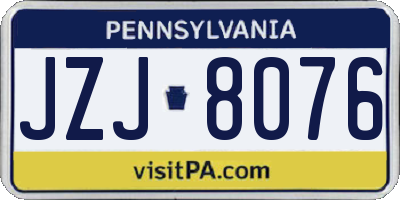 PA license plate JZJ8076