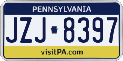 PA license plate JZJ8397