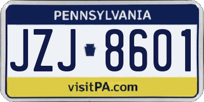 PA license plate JZJ8601