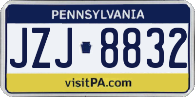 PA license plate JZJ8832