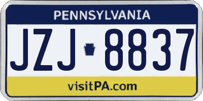 PA license plate JZJ8837