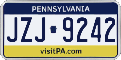 PA license plate JZJ9242
