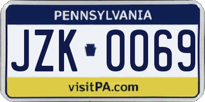 PA license plate JZK0069