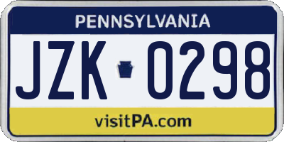 PA license plate JZK0298