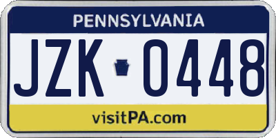 PA license plate JZK0448